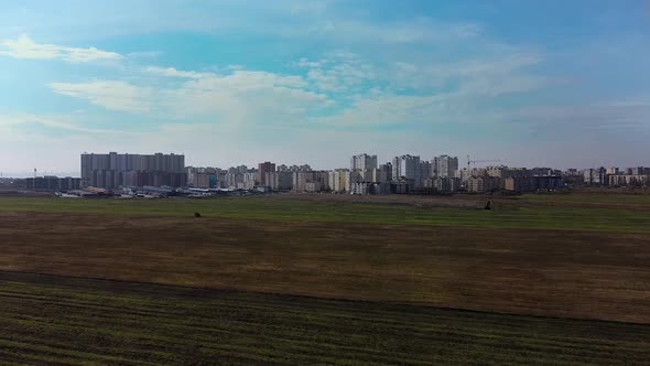 City view in aerial shot