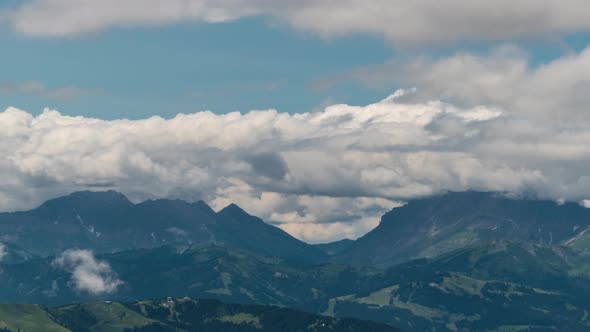 Clouds Move Over the European Alps