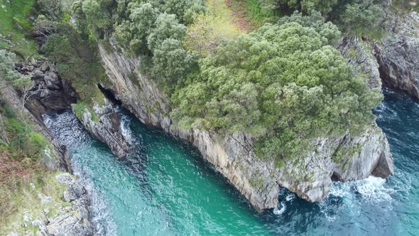 Amazing cliff next ot the sea, aerial drone shot in 4k.