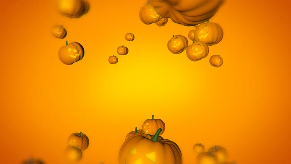 Flying Pumpkins Background 4K