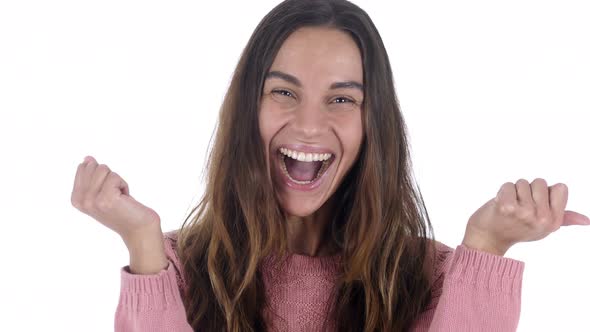 Latina Girl Celebrating Success