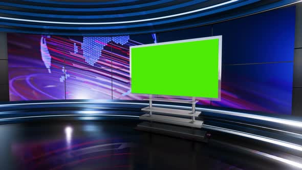 Virtual News Studio Set Green Screen Background Loop 4k