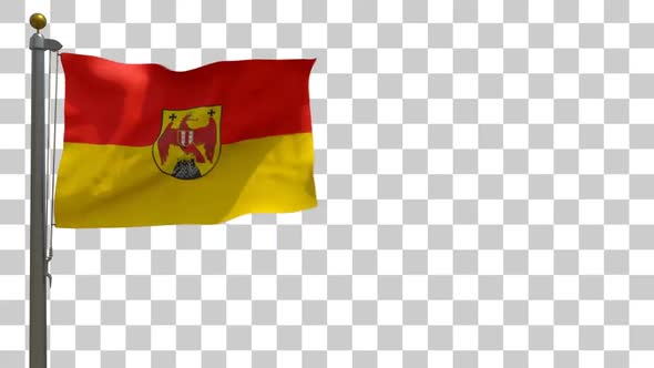 Burgenland Flag on Flagpole with Alpha Channel - 4K