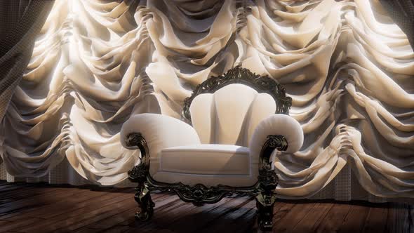 Luxurious Theater Curtain Stage with Chair alt