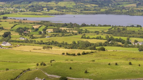 Time lapse of rural agricultural nature landscape during the day in Ireland.