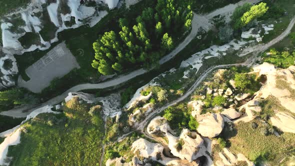 Cappadocia, a semi-arid region in central Turkey, 4 K Aerial view