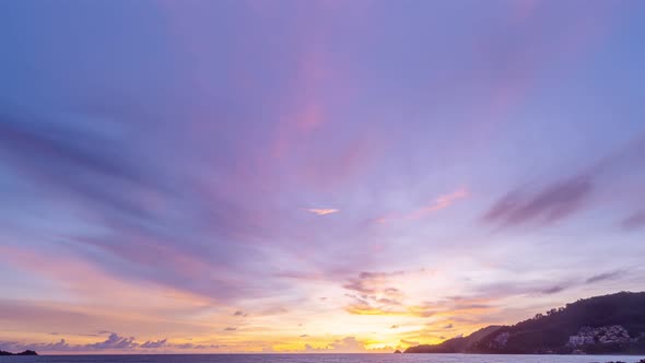 Time lapse of Majestic sunrise landscape Amazing light of nature cloudscape sky colorful background