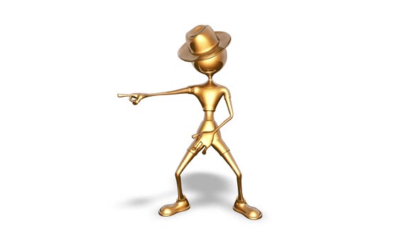 3D Gold Man Dance  Looped on White