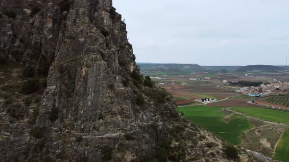 Aerial shot of a typical Spanish village in Aragón