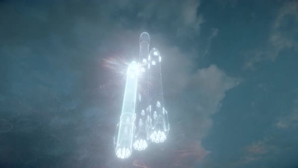 Falcon Rocket Hologram In Sky 4k alt