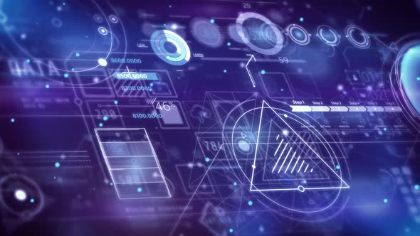 Animated Abstract Infographic Wall 4K alt