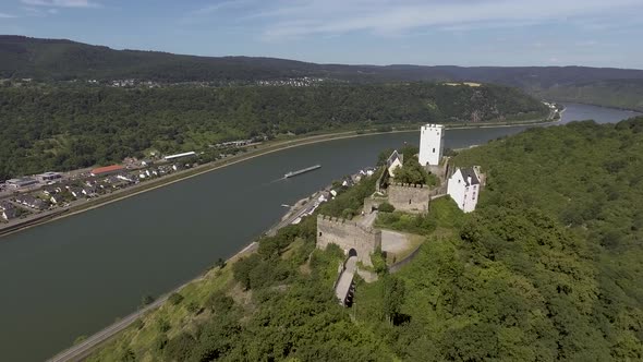 Drone flight towards a german medieval castle.