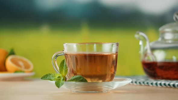 Citrus Tea in Cup Closeup