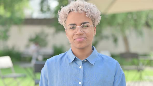 Portrait of No Sign By Young African Woman By Head Shake