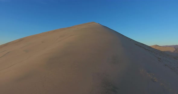 Flying up along Mt. Kelso sand dune ridge in Mojave National Preserve