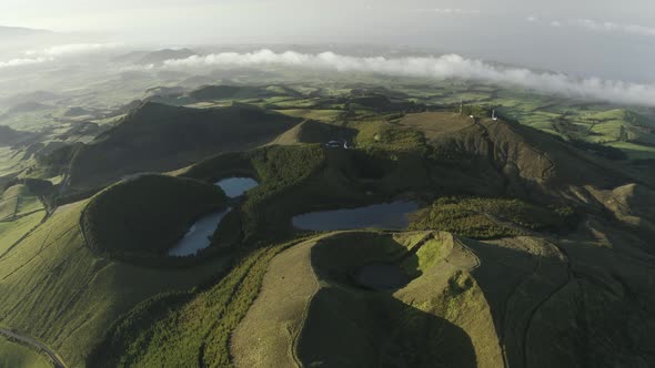 Aerial view of Lagoa das Eguas, Azores, Portugal.