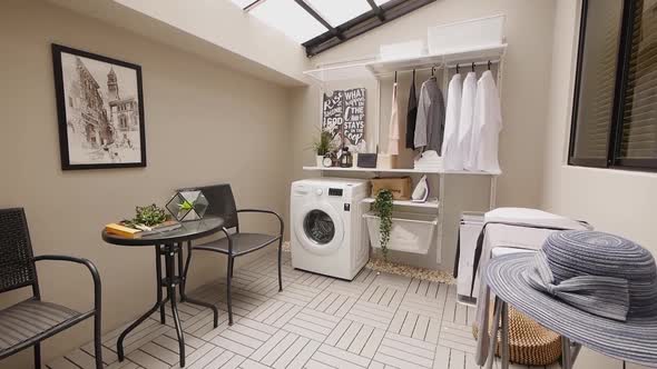 Natural Light Backyard  Laundry Area Decoration