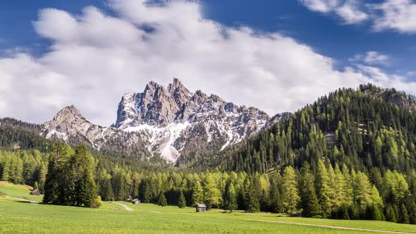 Timelapse of Sarlkofel, Fanes-Sennes-Prags nature park, Dolomites