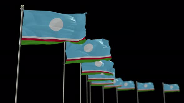 Sakha Republic Row Of Flags Animation Include Alpha Channel