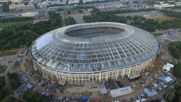 Moscow Luzhniki Stadium Under Reconstruction, Aerial View
