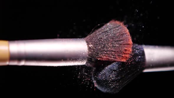 Colour Paint Concept, Make Up Brush with Powder Slow Motion