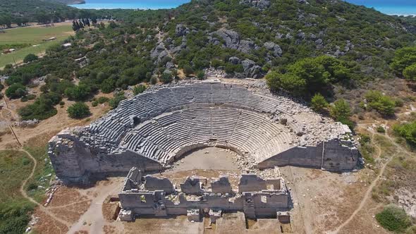 Old Historical Stone Amphitheater of Ancient Civilization City Before Christ