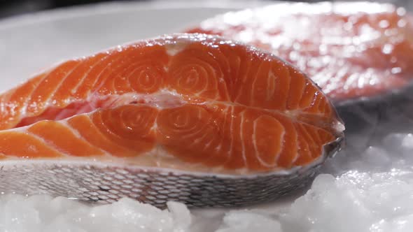 Fresh Raw Salmon on Ice
