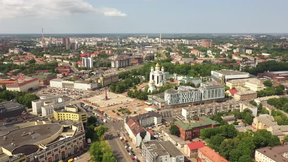 Aerial view of the square of Victory in Kaliningrad