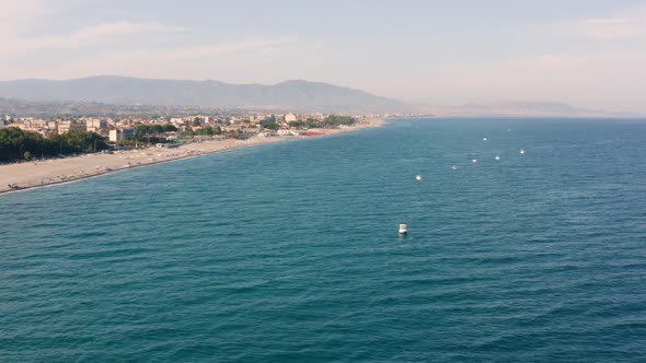 Aerial view of italian sand coastline