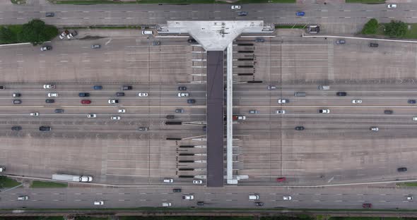 Birds eye view of traffic on Houston toll road