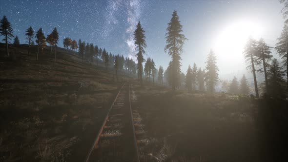 The Milky Way Above the Railway and Forest