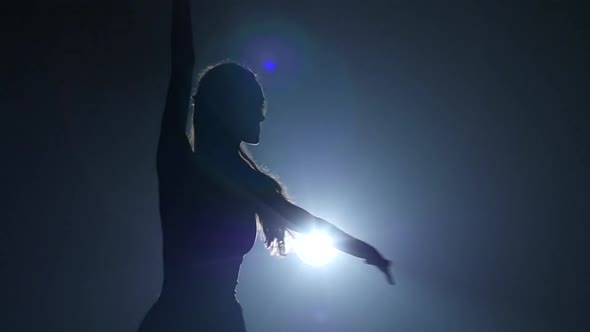 Close-up of Attractive Ballerina Dancing Elements of Ballet. Slow Motion