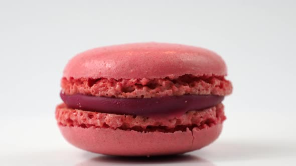 Colorful French Macarons on White Background