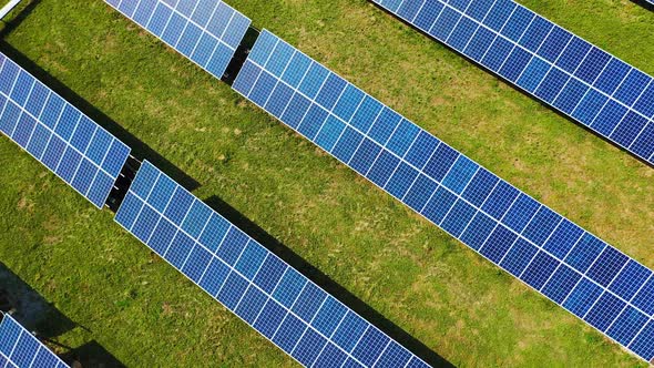 Top view of rows solar panels