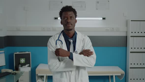 Portrait of African American Doctor Looking at Camera