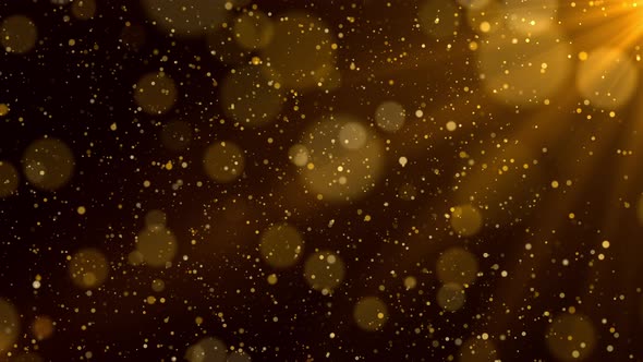 Holiday golden animation with flying golden sparkles