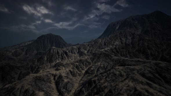 Storm Dark Clouds Over Volcanic Valley