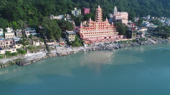 City of Rishikesh state of Uttarakhand in India seen from the sky