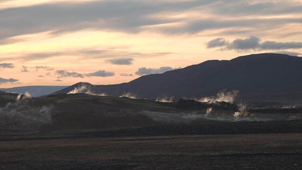 Iceland. Volcanic activity, Earth Geothermal area , fumaroles volcanic boiling mud pots.