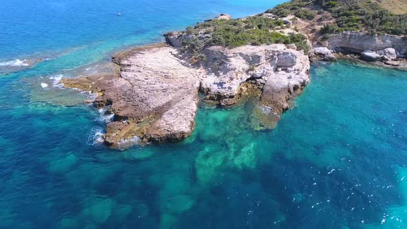 Rocky and Stony Seashore in Untouched Sea