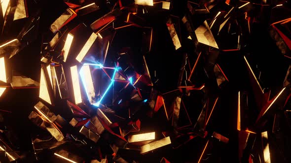 Abstract Futuristic Golden Wall Breaks Into Pieces Motion Graphics Background Loop