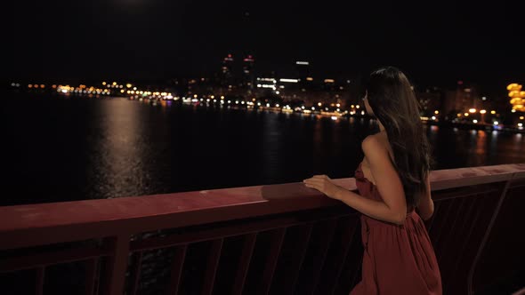 Beautiful Tourist Woman in Night City