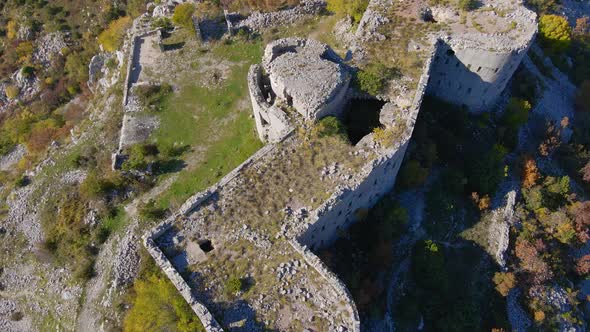 Aerial Shot of the Fortress Kosmach in Montenegro