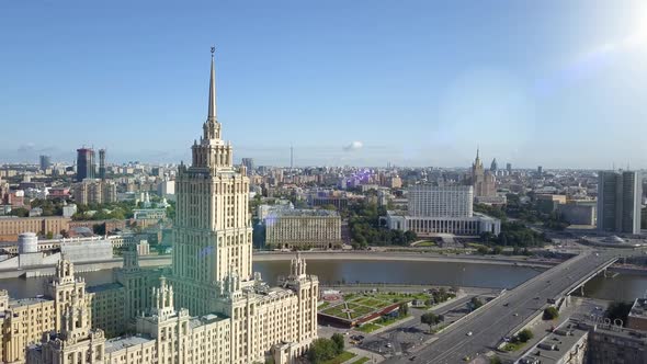 Aerial View of Ukraine Hotel in Moscow