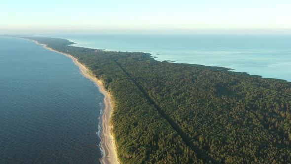 Curonian Spit Wth Baltic Sea Coastline on Sunset