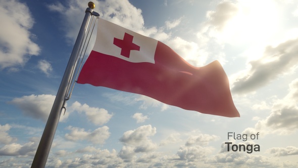 Tonga Flag on a Flagpole