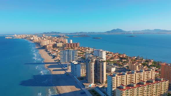 Aerial View. Panoramic View La Manga Del Mar Menor, Cartagena, Murcia, Spain