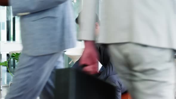 Businessman working in laptop