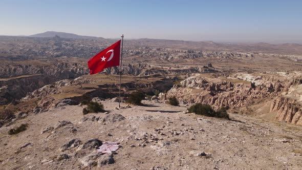 Aerial View Flag Turkey Cappadocia