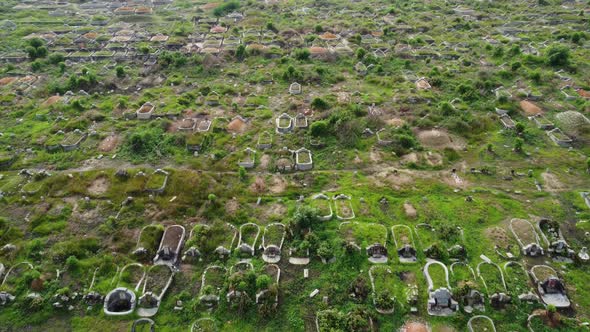 Aerial view Chinese cemetery